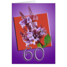 60.o Tarjeta del feliz cumpleaños - flor púrpura