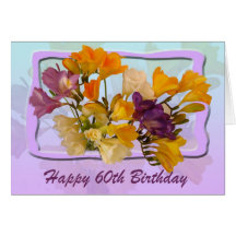 60.o Tarjeta del feliz cumpleaños - Freesias