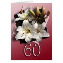 60.o Tarjeta del feliz cumpleaños - liles blancos