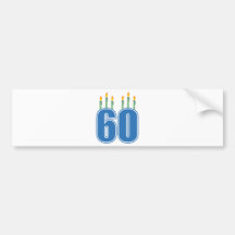 60 velas del cumpleaños (azul/verde) etiqueta de parachoque