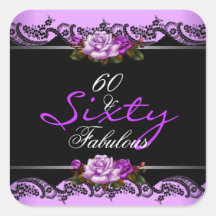 60 y 60.os rosas fabulosos del color de malva de l calcomanía cuadradas personalizadas