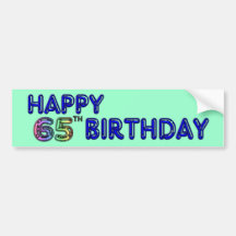 65.o cumpleaños feliz en fuente del globo etiqueta de parachoque