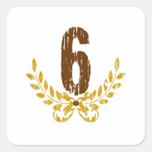 #6 Brown y guirnalda del oro Pegatinas
