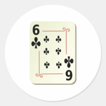 6 del naipe de los clubs pegatina