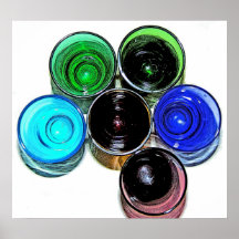 6 vasos de medida coloreados del cóctel - estilo 8 poster