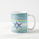 70.o Corazones del platino del aniversario Tazas De Café