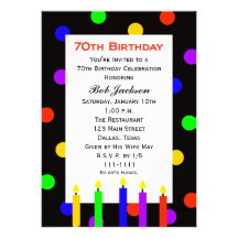 70.o Invitación de la fiesta de cumpleaños -- Vela