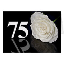 75.o Tarjeta de cumpleaños con un rosa blanco clás