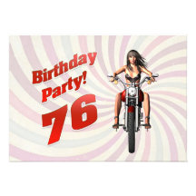 76.a fiesta de cumpleaños con un chica en una moto invitaciones personalizada