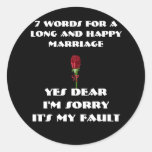 7 palabras para una boda larga y feliz etiquetas redondas