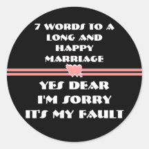 7 palabras para una boda larga y feliz pegatina