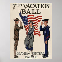 7mo Guerra mundial del vintage del ~ de la bola de Posters