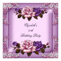 80.o Cumpleaños púrpura de los rosas del rosa eleg Anuncio Personalizado