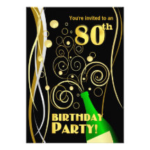 80.o Fiesta de cumpleaños - diversión y Champán fe Invitación