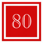80.o Invitación de la fiesta de cumpleaños - rojo invitaciones