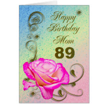 89.a tarjeta de cumpleaños color de rosa elegante 