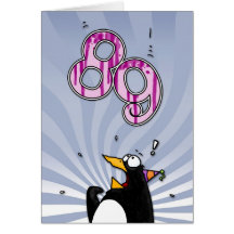 89.o cumpleaños - tarjeta de la sorpresa del pingü