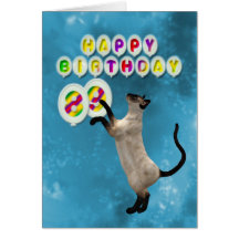 89.o Tarjeta de cumpleaños con los gatos siameses