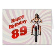 89.o Tarjeta de cumpleaños con un chica de la moto