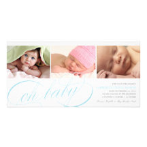 8 x 4 oh invitación del nacimiento del bebé | tarjetas fotograficas personalizadas