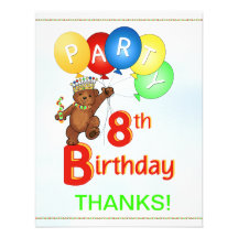 8vo El oso de la fiesta de cumpleaños le agradece Anuncio