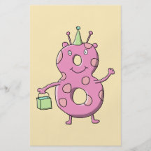 8vo monstruo del dibujo animado del cumpleaños del tarjeta publicitaria
