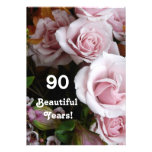 90.o Ramo subió rosa de la fiesta de cumpleaños Invitaciones Personalizada