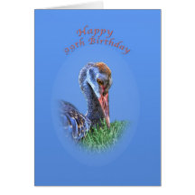 99.o Tarjeta de cumpleaños con el pájaro de la grú