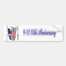 9-11 10ma conmemoración del aniversario etiqueta de parachoque