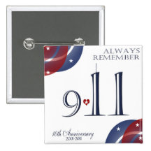 9-11 botones patrióticos del décimo aniversario pins