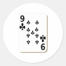 9 del naipe de los clubs pegatina redonda