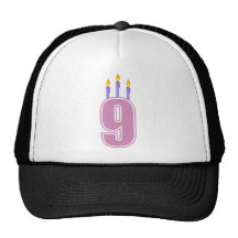 9 velas del cumpleaños (rosa/púrpura) gorro de camionero