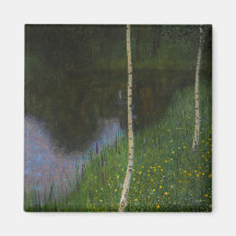 A orillas del lago con los abedules - Gustavo Klim Imán De Frigorífico