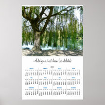 A través del sauce ramifica el calendario de pared impresiones