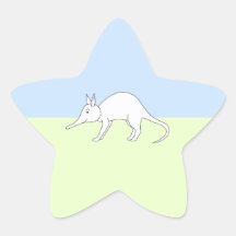 Aardvark blanco. Animal lindo Pegatina Forma De Estrella Personalizada