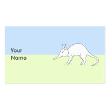 Aardvark blanco. Animal lindo Plantilla De Tarjeta De Visita