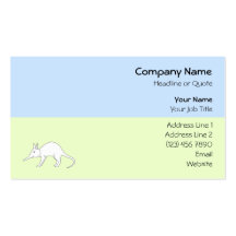 Aardvark blanco. Animal lindo Tarjetas Personales