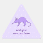 Aardvark púrpura calcomanías trianguloes personalizadas