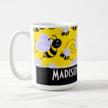 Abeja amarilla y negra linda tazas