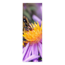 Abeja de la miel en la flor rosada púrpura plantilla de tarjeta de negocio