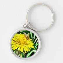 abeja de la miel que poliniza la pintura amarilla  llavero