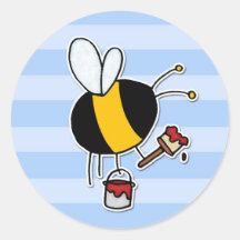 abeja de trabajador - pintor pegatina redonda
