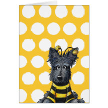 Abeja del perro del escocés felicitacion 