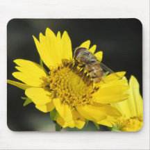 Abeja en la flor amarilla Mousepad Tapetes De Ratones