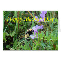 Abeja F0002 en Wildflowers púrpuras Felicitacion