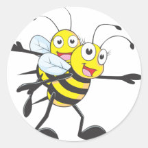 Abeja feliz de la madre y de la hija que se divier etiqueta