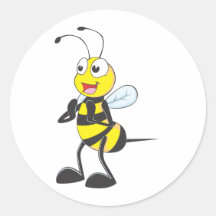 Abeja feliz que aplaude pegatina