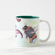 Abeja y flor de la miel tazas de café