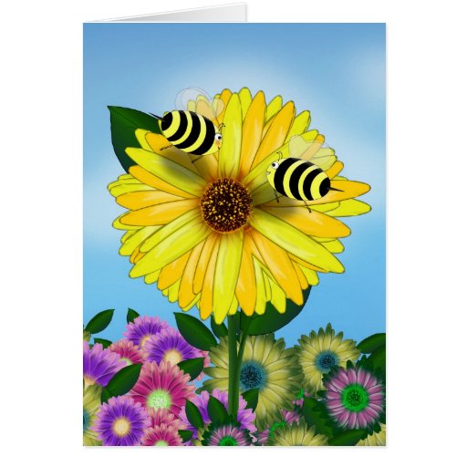 Abejas de la miel del dibujo animado que se encuen felicitaciones