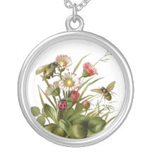 Abejas en el colgante floral collar personalizado